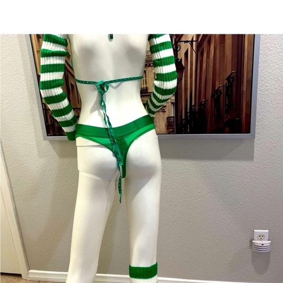 PINK Victoria's Secret Green Striped Holiday Lingerie Set - Picture 9 of 12
